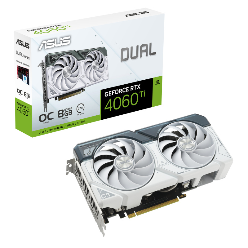 ASUS Dual -RTX4060TI-O8G-WHITE NVIDIA GeForce RTX 4060 Ti 8 Go GDDR6