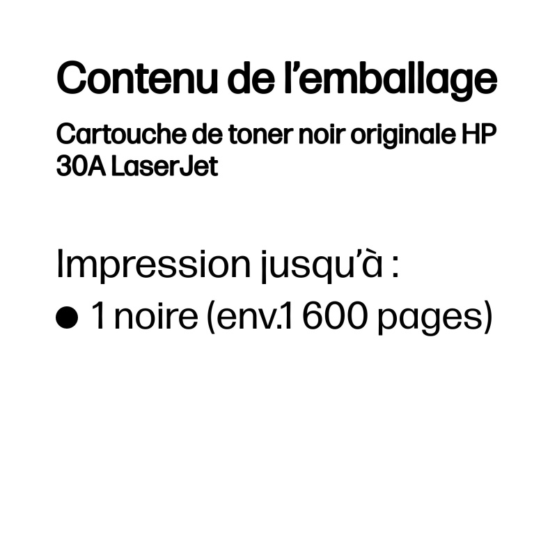 HP Cartouche de toner noir originale 30A LaserJet