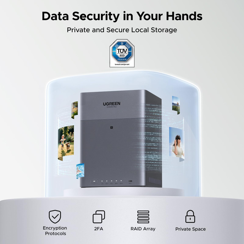 Ugreen DH4300 Plus NAS Mini Tower 8 Go LPPDDR4X UGOS PRO Gris