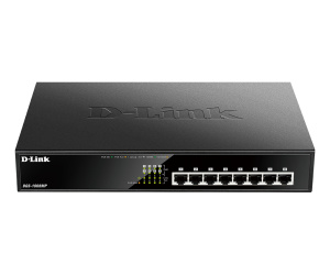 D-Link DGS-1008MP commutateur réseau Non-géré Gigabit Ethernet (10/100/1000) Connexion Ethernet, supportant l'alimentation via ce port (PoE) 1U Noir