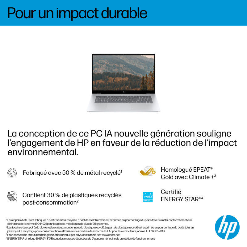 HP OmniBook 7 Next Gen AI 17-dc0005nf Copilot+ PC Intel Core Ultra 5 226V Ordinateur portable 43,9 cm (17.3") Écran tactile Full HD 16 Go LPDDR5x-SDRAM 512 Go SSD Wi-Fi 7 (802.11be) Windows 11 Home Argent
