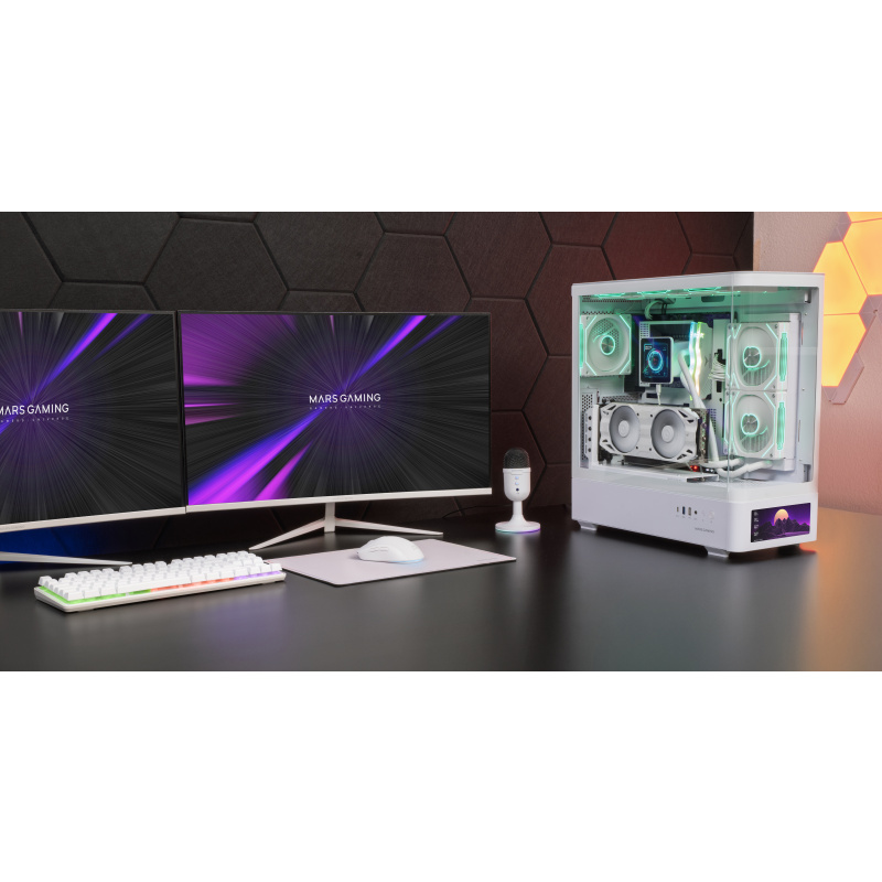 Mars Gaming MCLCDPROW unité centrale Midi Tower Blanc