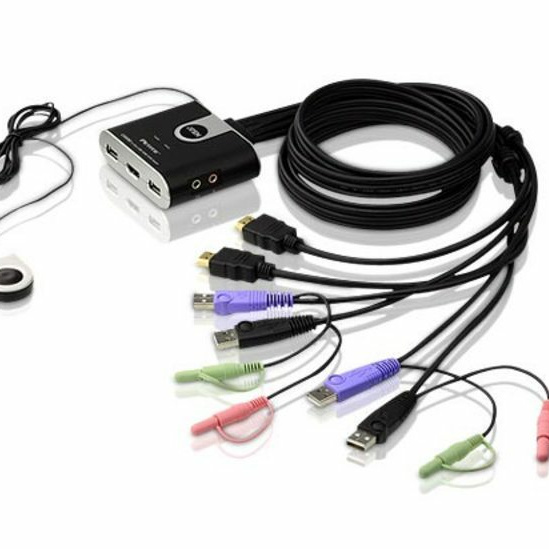 ATEN Commutateur KVM câble HDMI/audio USB 2 ports avec sélecteur de port distant
