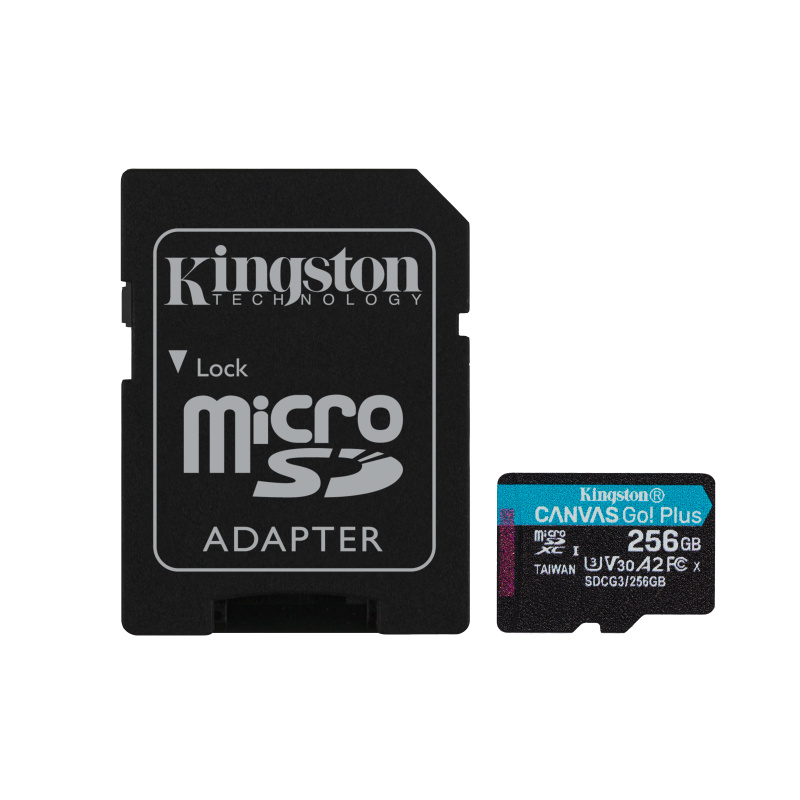 Kingston Technology Canvas Go! Plus Carte microSDXC Canvas Go Plus 170R A2 U3 V30 de 256 Go + ADP