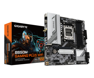 GIGABYTE B650M GAMING PLUS WIFI Carte mère - Processeurs AMD Ryzen 9000, VRM 5+2+2 phases, jusqu'à 8000 MHz DDR5, 2xPCIe 4.0 M.2, LAN 2.5GbE, WIFI 6E, USB 3.2 Gen 1