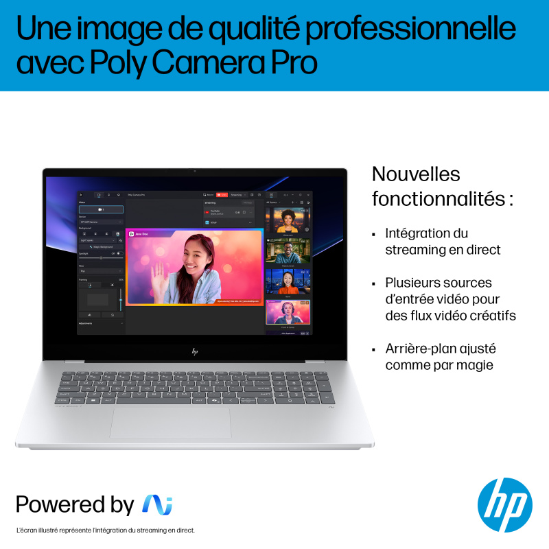 HP OmniBook 7 Next Gen AI 17-dc0005nf Copilot+ PC Intel Core Ultra 5 226V Ordinateur portable 43,9 cm (17.3") Écran tactile Full HD 16 Go LPDDR5x-SDRAM 512 Go SSD Wi-Fi 7 (802.11be) Windows 11 Home Argent