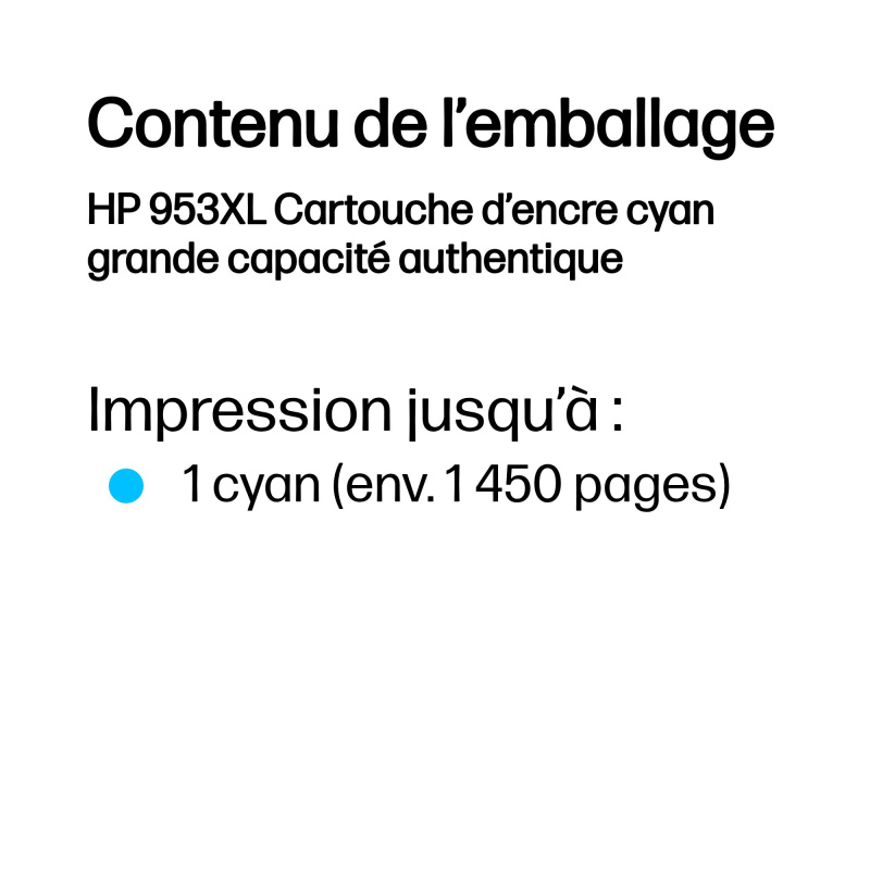 HP 953XL Cartouche d’encre cyan grande capacité authentique