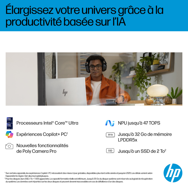 HP OmniBook 7 Next Gen AI 17-dc0005nf Copilot+ PC Intel Core Ultra 5 226V Ordinateur portable 43,9 cm (17.3") Écran tactile Full HD 16 Go LPDDR5x-SDRAM 512 Go SSD Wi-Fi 7 (802.11be) Windows 11 Home Argent