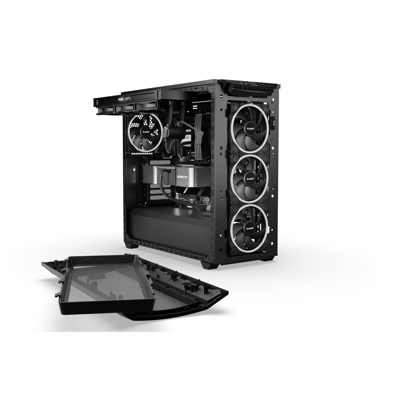 be quiet! Shadow Base 800 Noir | Boîtier PC ARGB vitré, Mini ITX / Micro ATX / ATX / E-ATX, 4 ventilateurs Light Wings PWM 140 mm
