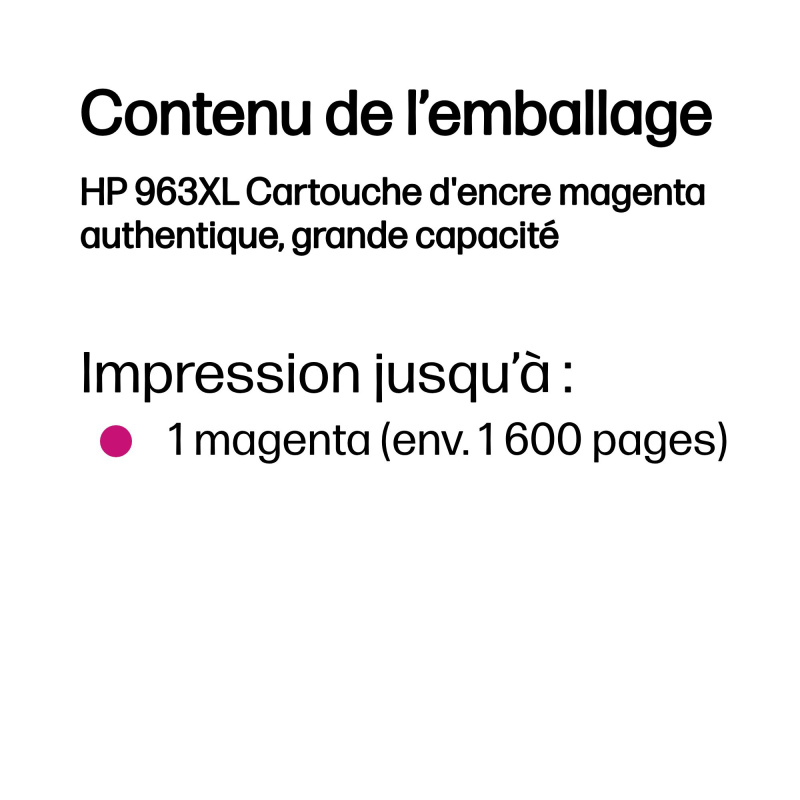 HP 963XL Cartouche d'encre magenta authentique, grande capacité