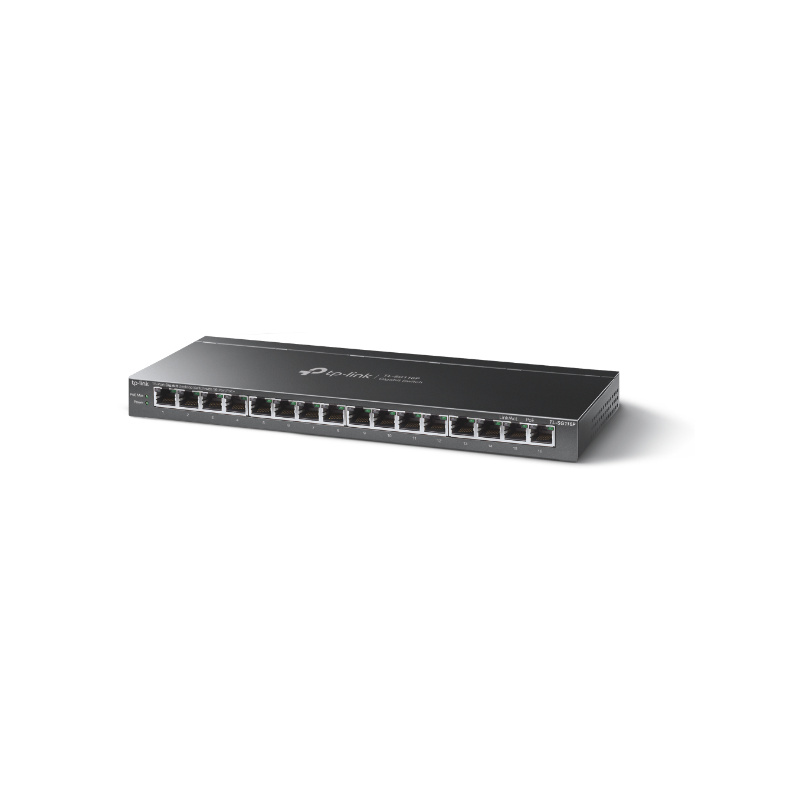 TP-Link TL-SG116P commutateur réseau Non-géré Gigabit Ethernet (10/100/1000) Connexion Ethernet, supportant l'alimentation via ce port (PoE) Noir