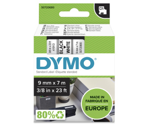 DYMO D1 étiquettes autocollantes authentiques | 9 mm x 7 m | impression en noir sur fond blanc | pour étiqueteuses LabelManager