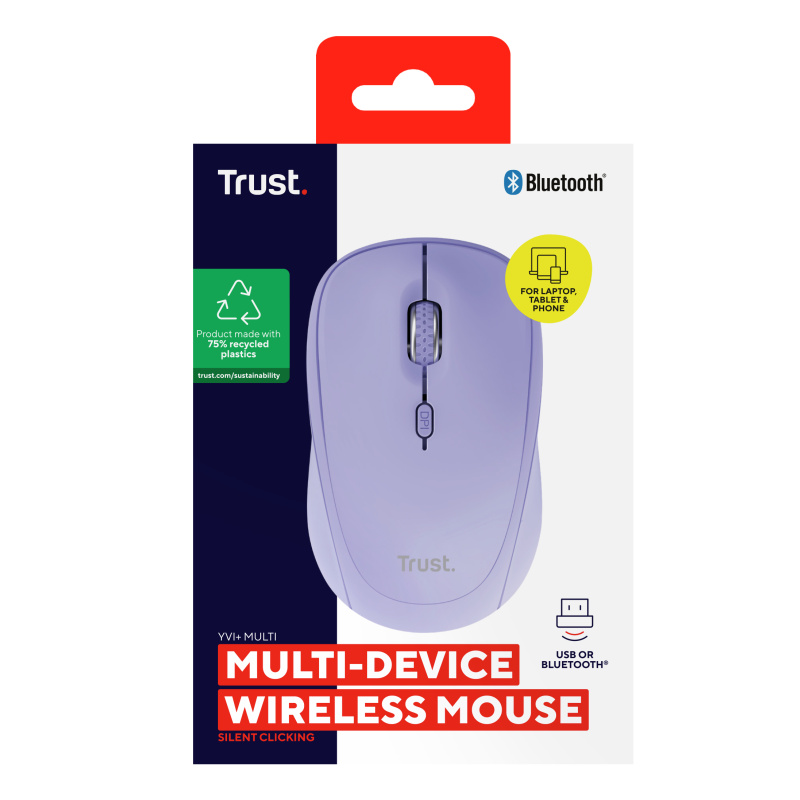 Trust Yvi+ souris Universel Ambidextre RF sans fil + Bluetooth Optique 1600 DPI