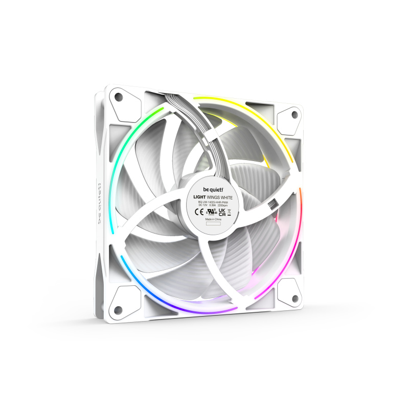 be quiet! Light Wings 140 mm PWM | Ventilateur PC ARGB high-speed White, Pack de 3