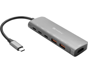 Sandberg USB-C Dock HDMI + 2xUSB-A + 2xUSB-C + PD100W Avec fil USB 3.2 Gen 1 (3.1 Gen 1) Type-C Aluminium
