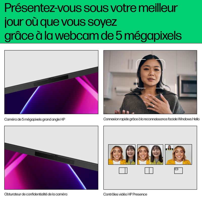 HP Pavilion Plus 14-ew1006nf Intel Core Ultra 7 155H Ordinateur portable 35,6 cm (14") 3K 32 Go LPDDR5x-SDRAM 512 Go SSD Wi-Fi 6E (802.11ax) Windows 11 Home AI PC Argent