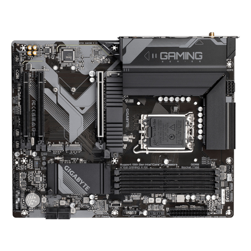 GIGABYTE B760 GAMING X AX Carte Mère - Compatible avec les processeurs Intel Core 14e génération, VRM numérique 8+1+1 phases, jusqu'à 7600MHz DDR5 (OC), 3x PCIe 4.0 M.2, Wi-Fi 6E, 2.5GbE LAN, USB 3.2 Gen 2