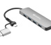 Sandberg USB-C/A to 4xUSB 3.0 Hub USB 3.2 Gen 1 (3.1 Gen 1) Type-A + Type-C 5000 Mbit/s Aluminium