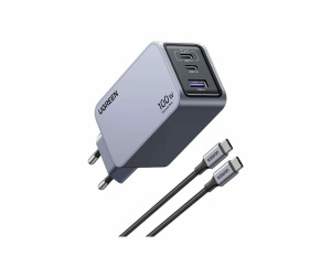 Ugreen Nexode Pro EU 3-Port GaN PD Fast Charger With USB-C Cable Universel Noir, Gris Secteur Charge rapide Intérieure